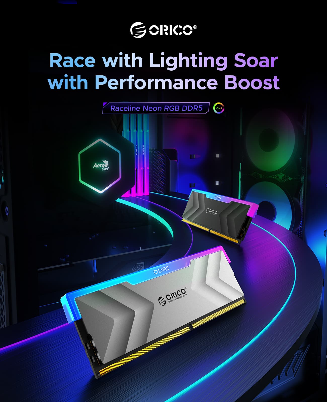 ORICO Raceline Neon DDR5 RGB 32GB (2x16GB) 6000MHz