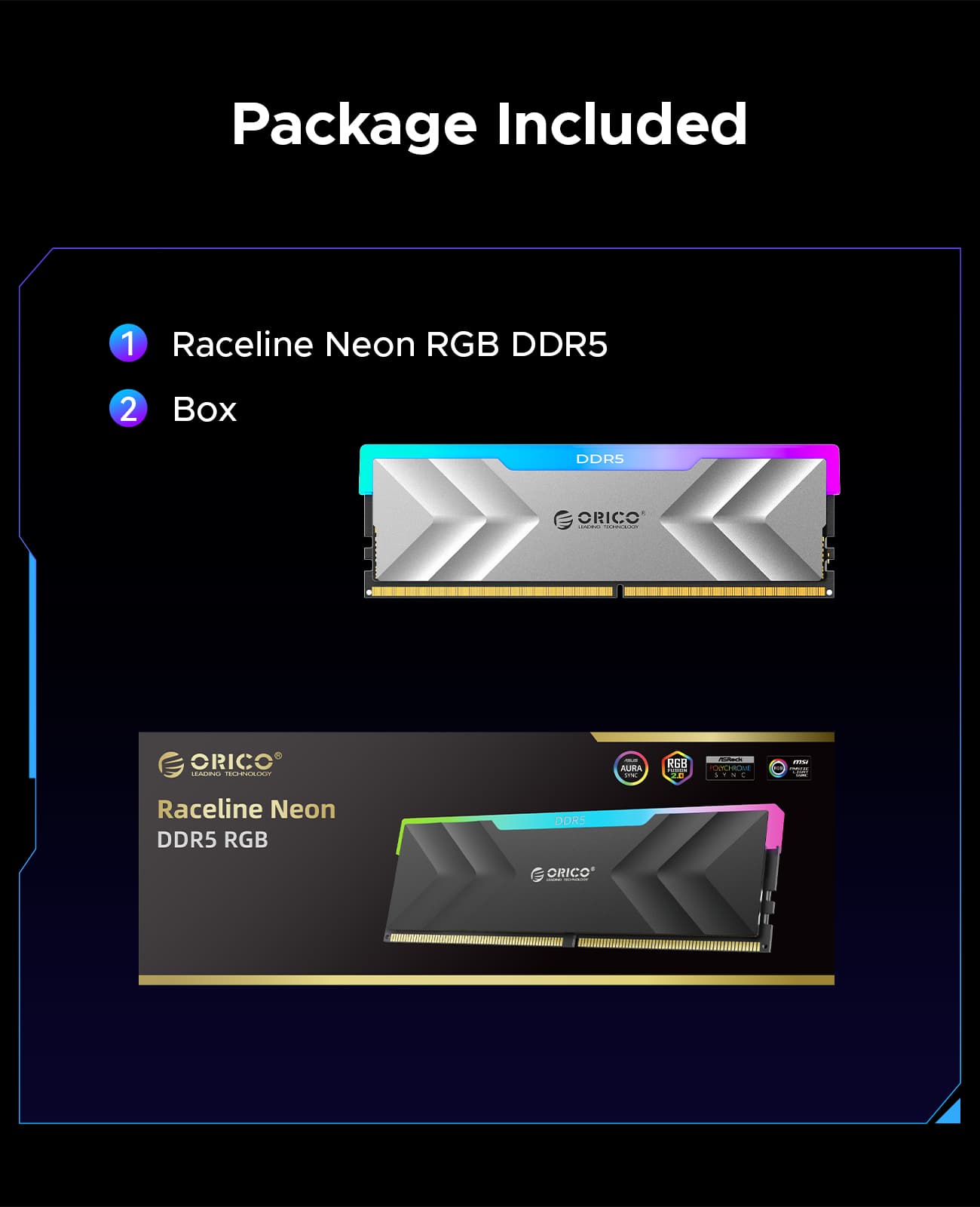 ORICO Raceline Neon DDR5 RGB 32GB (2x16GB) 6000MHz
