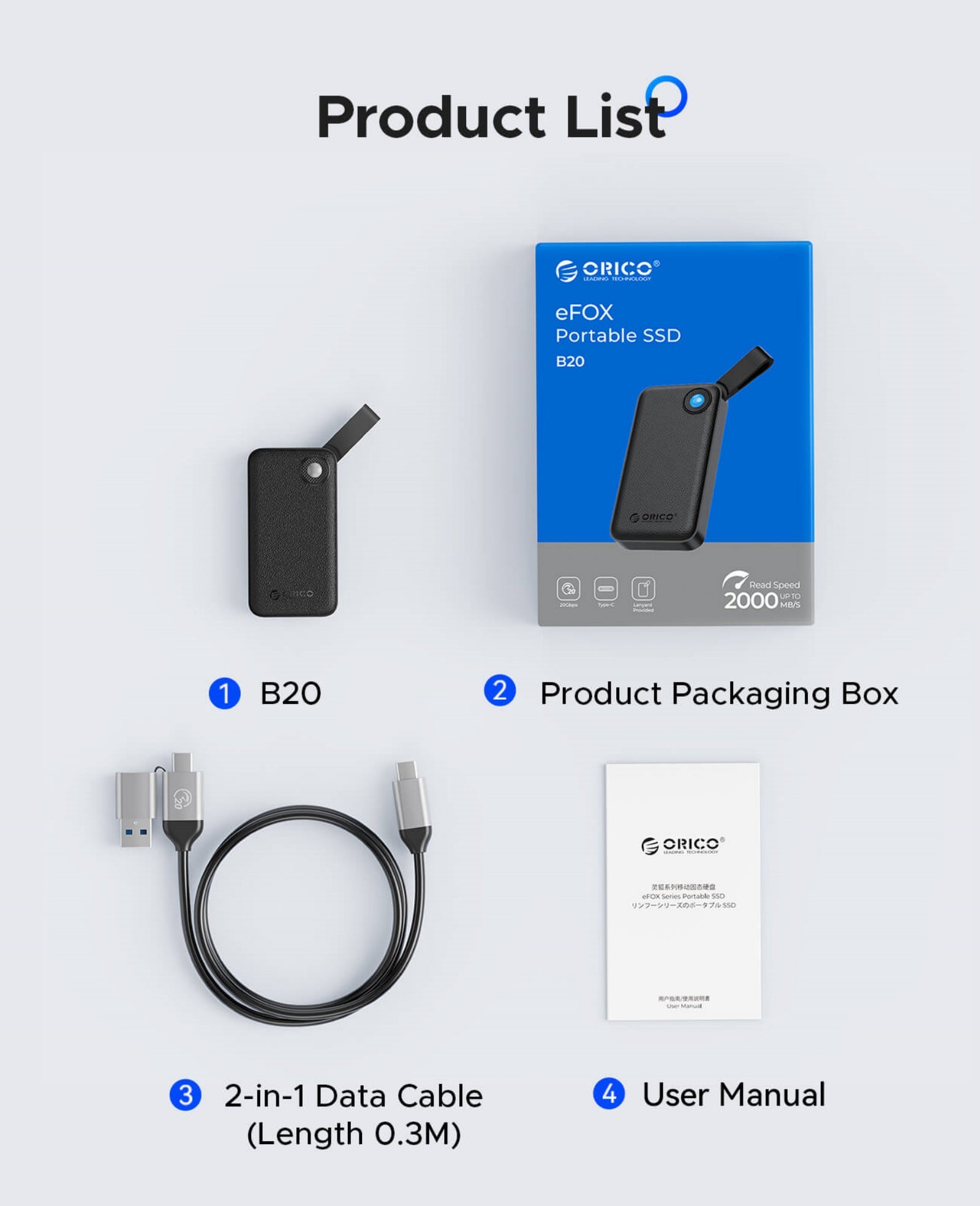 ORICO External Portable SSD B5 512 GB 1TB 2TB