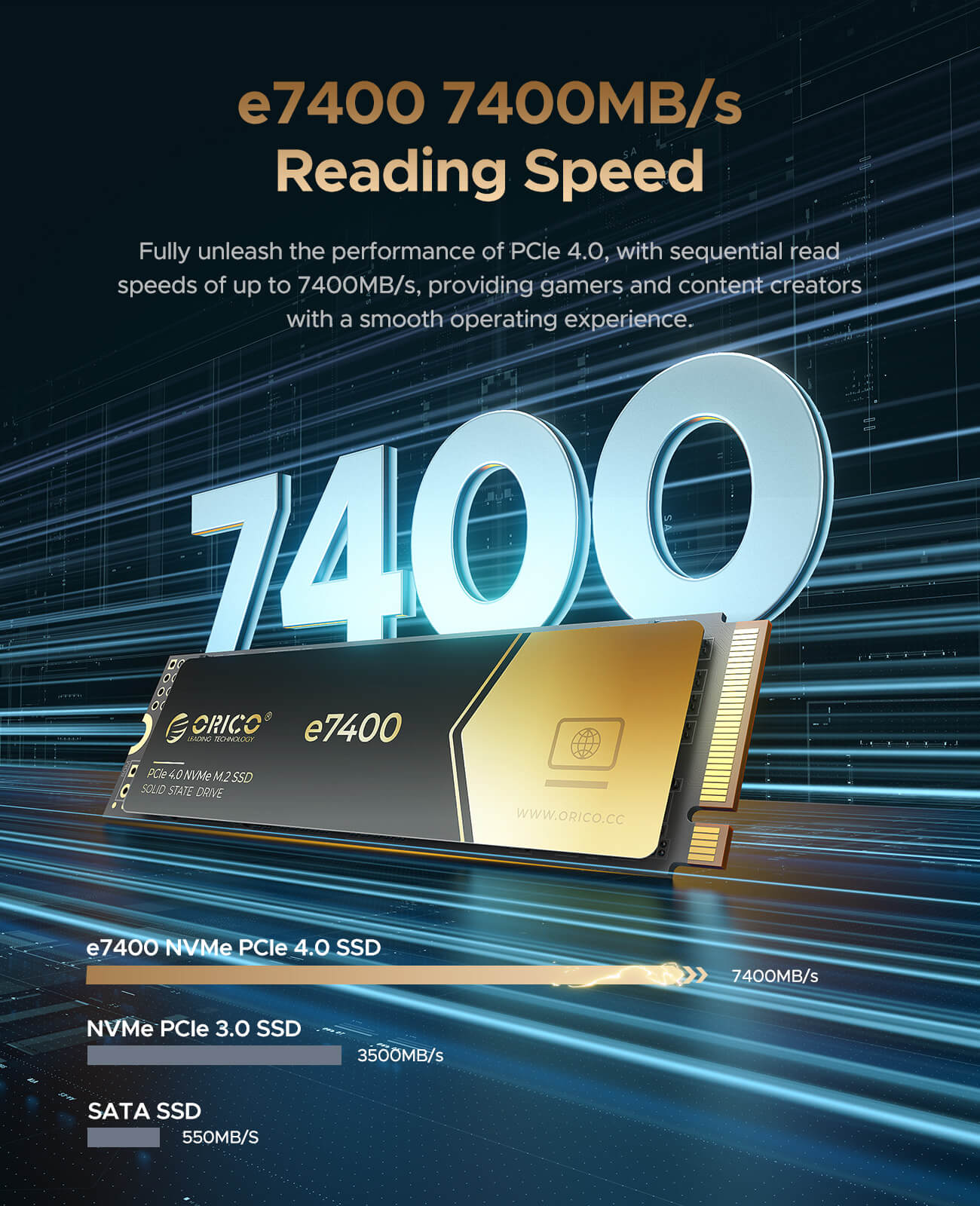 ORICO E7400 2TB 内蔵SSD - PCIe Gen4x4 M.2 Amazon.com: ORICO 2TB NVMe SSD PCIe 4.0- Up to 7400MB/s, M.2